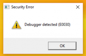 Wilcom Debugger detected (E0030)